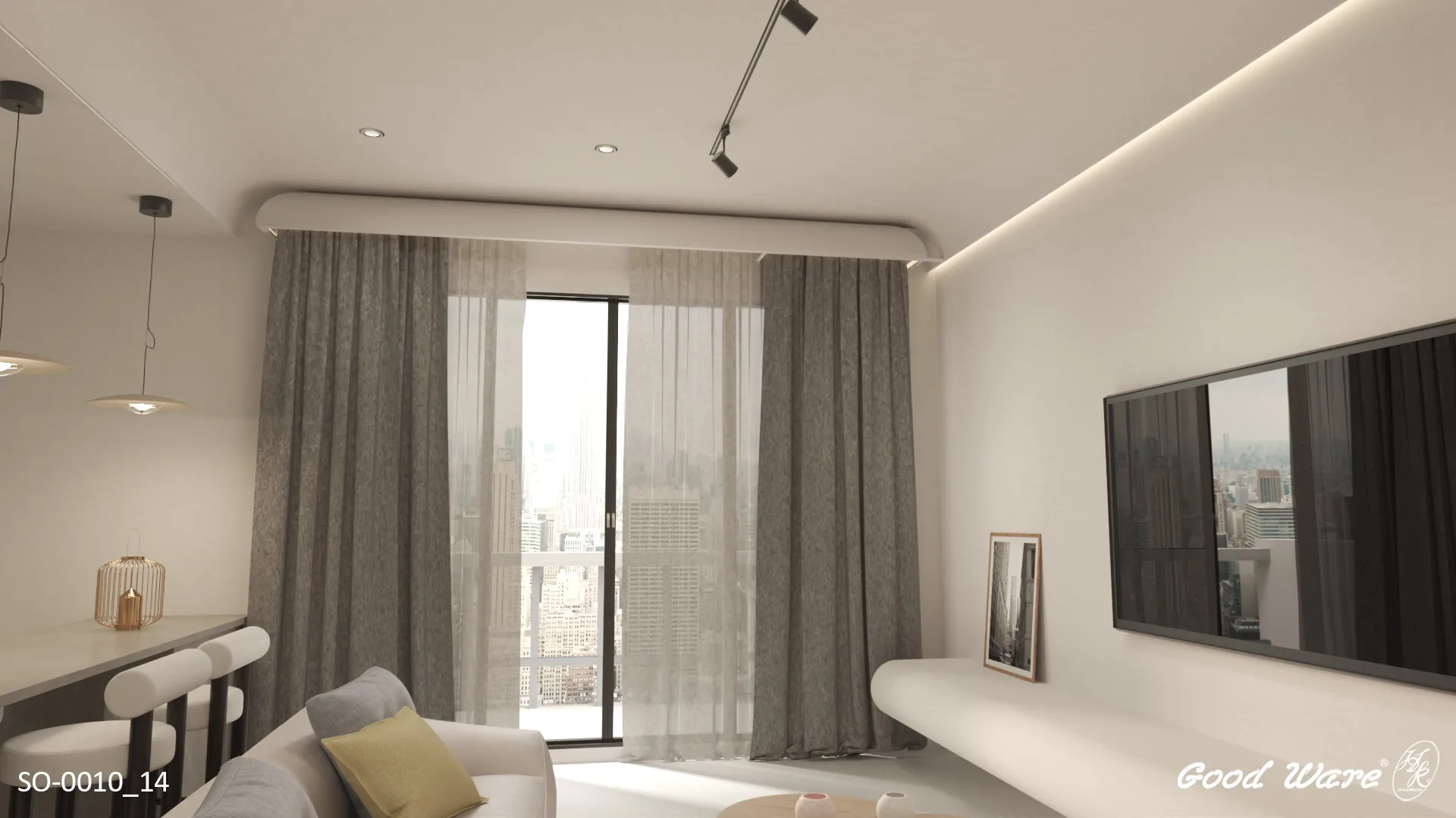 侘寂風客廳效果圖側照