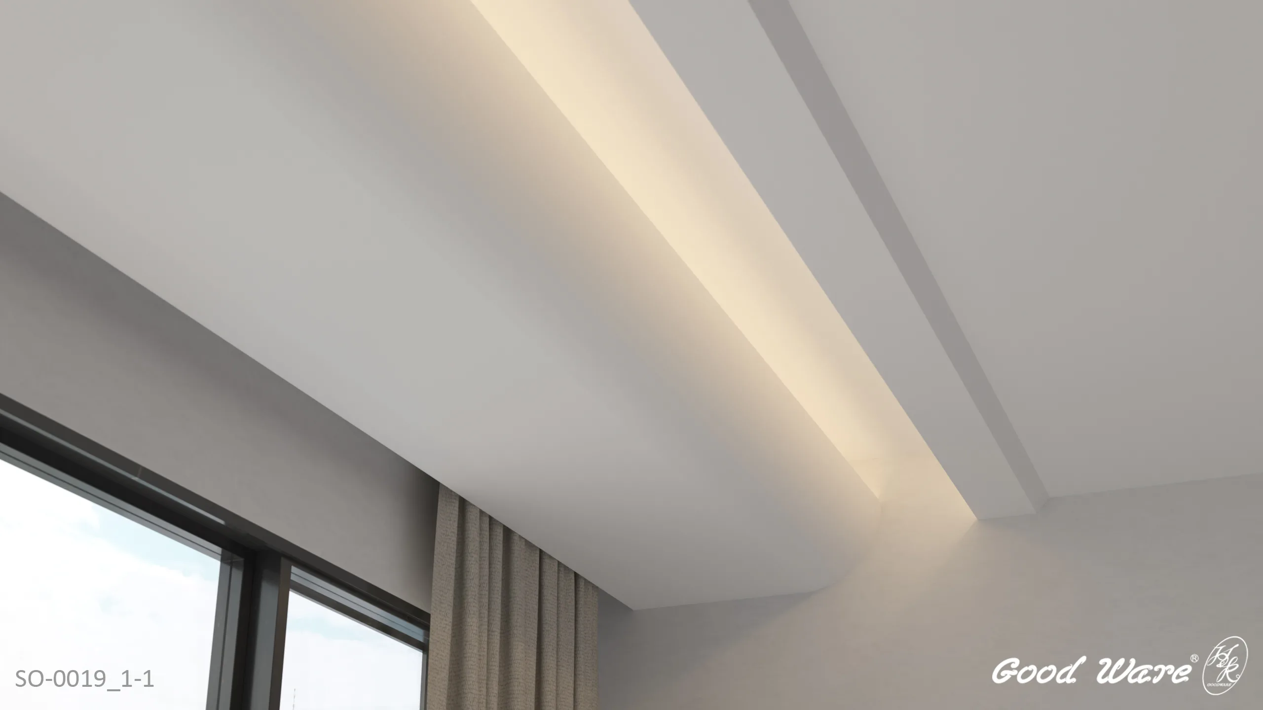 弧形設計結合間接照明用於天花板施作效果